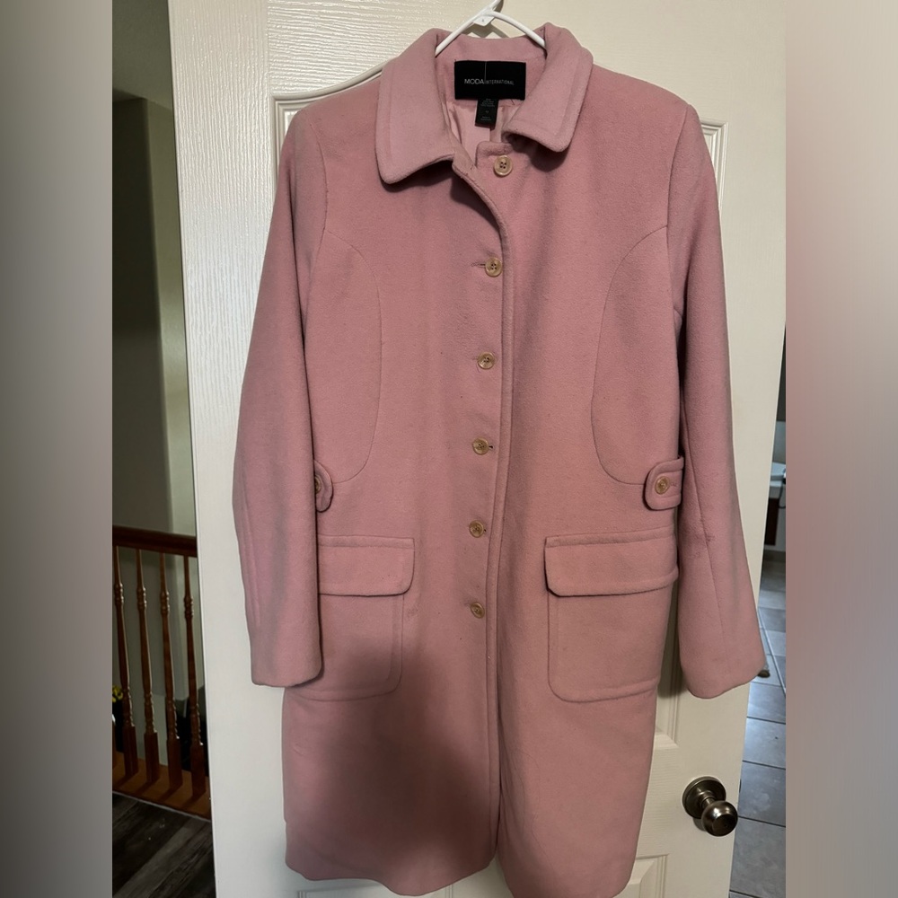 Moda International Blush Pink Wool Pea Coat..